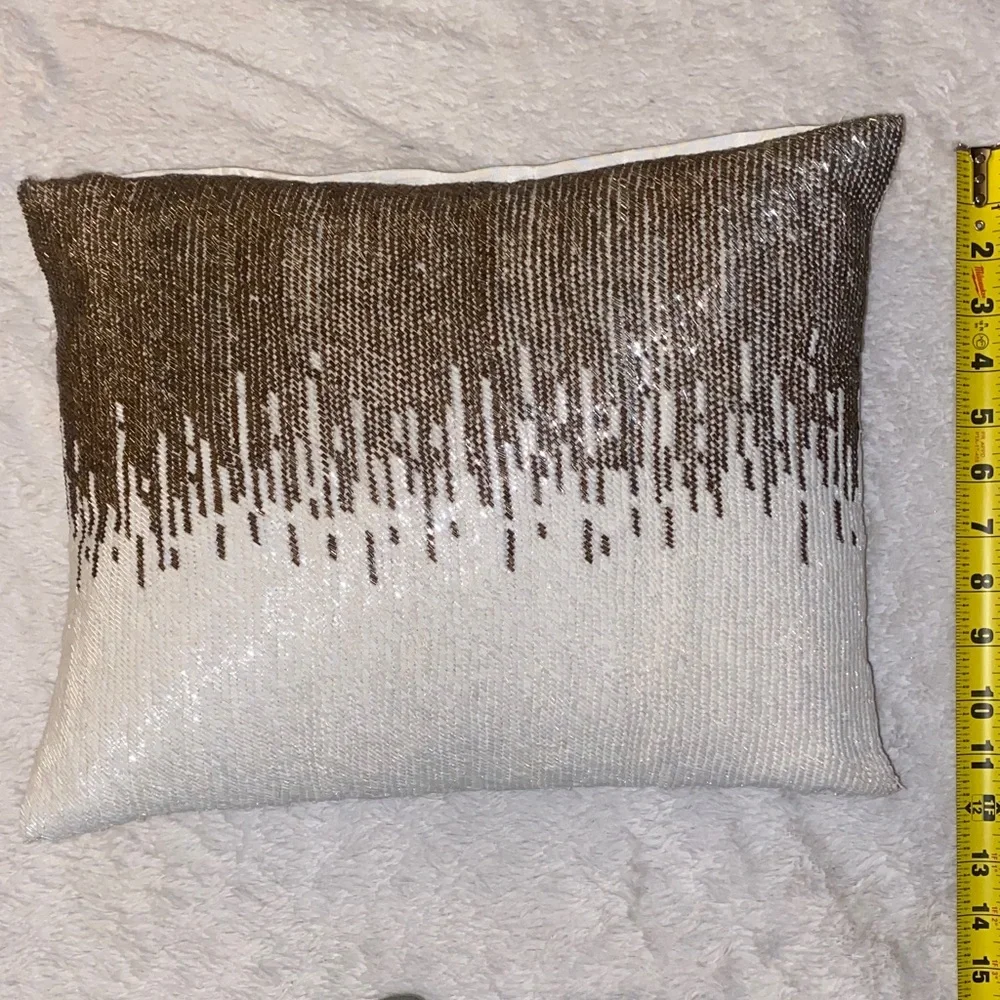 HomeGoods Sequin Ombre White and Dark Gold Accent Pillow - Picture 3 of 6